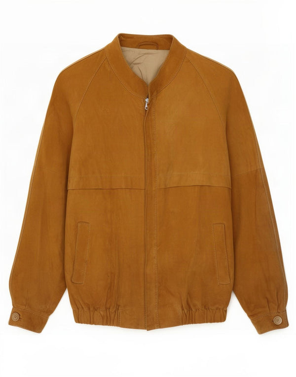 Vintage Mens Suede Bomber Jacket UK 36 Small Beige