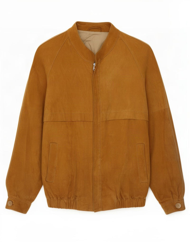 Vintage hombres ante bomber chaqueta Reino Unido 36 pequeño beige