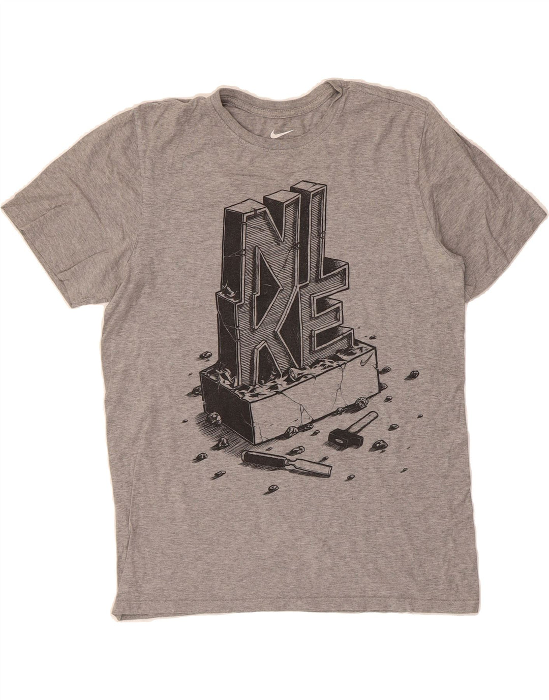 NIKE Mens Athletic Cut Graphic T-Shirt Top Medium Grey Vintage Nike and Second-Hand Nike from Messina Hembry 