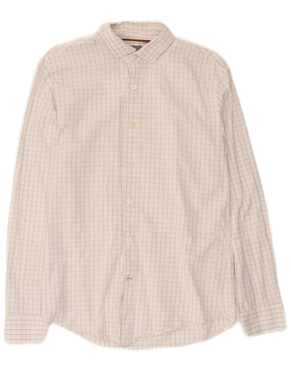 Camisa Dockers Hombre Mediana De Algodón A Cuadros Blanco Roto