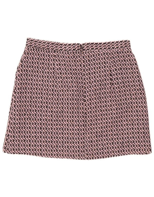 Topshop Minifalda para mujer UK 14 Large W32 Pink Chevron Poliéster