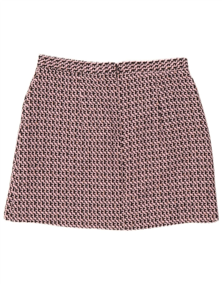 Topshop Minifalda para mujer UK 14 Large W32 Pink Chevron Poliéster