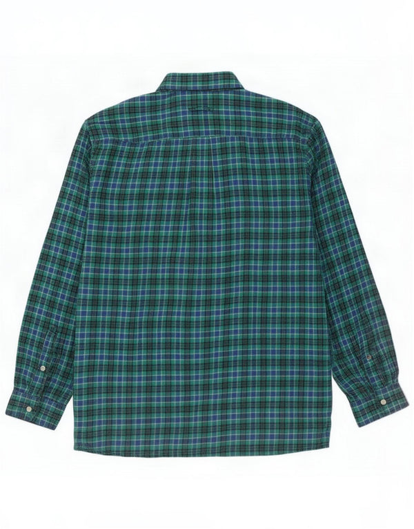 Camisa vintage para hombre Poliéster a cuadros verde grande