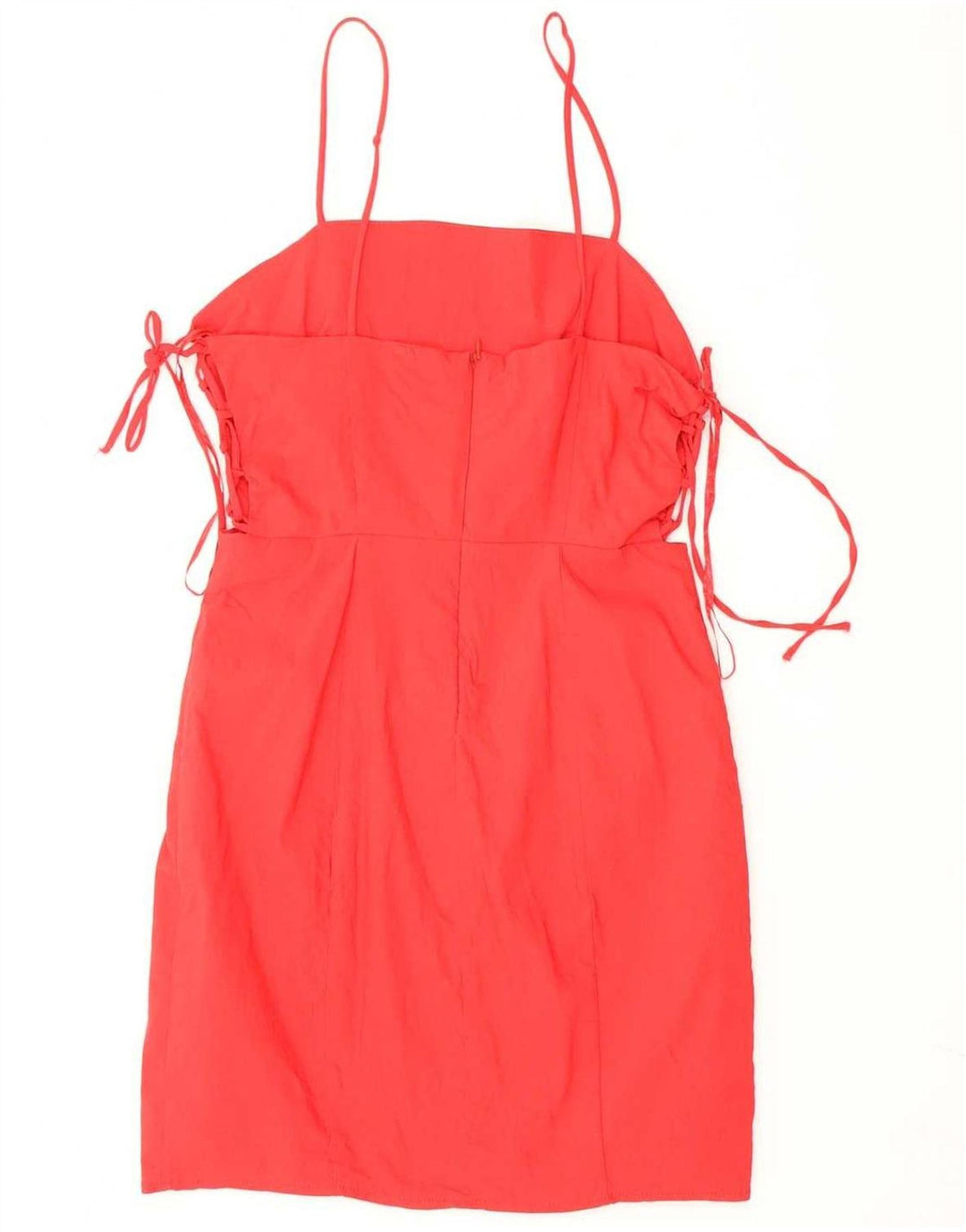 Zara Mujer Vestido De Verano Reino Unido 12 Medio Rojo Algodón