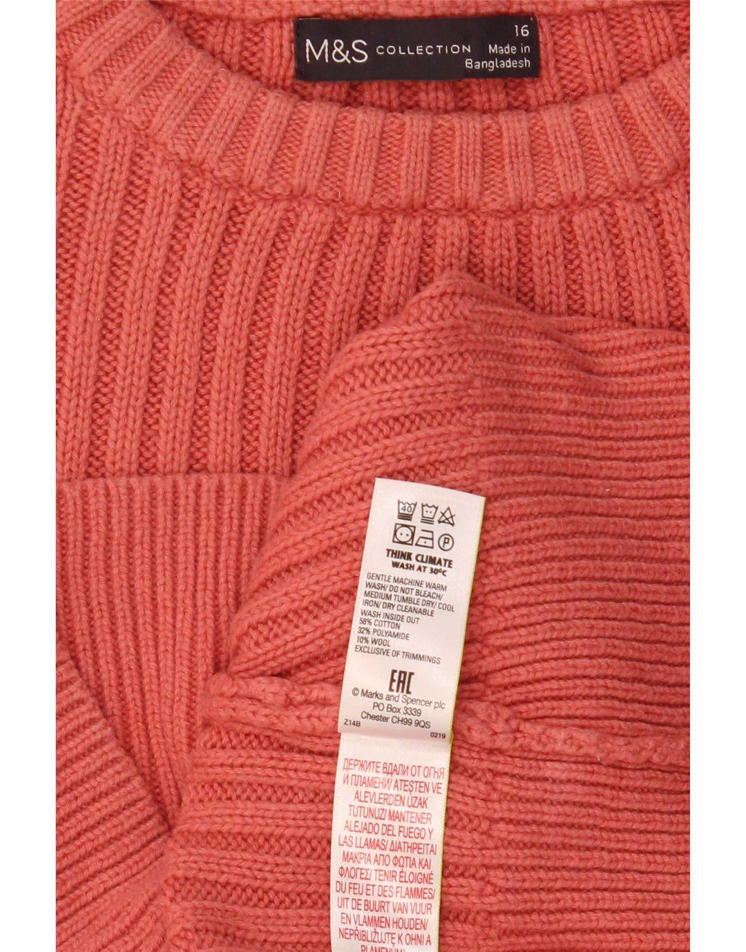 Marks & Spencer Suéter de Cuello Redondo para Mujer UK 46 Grande Rosa