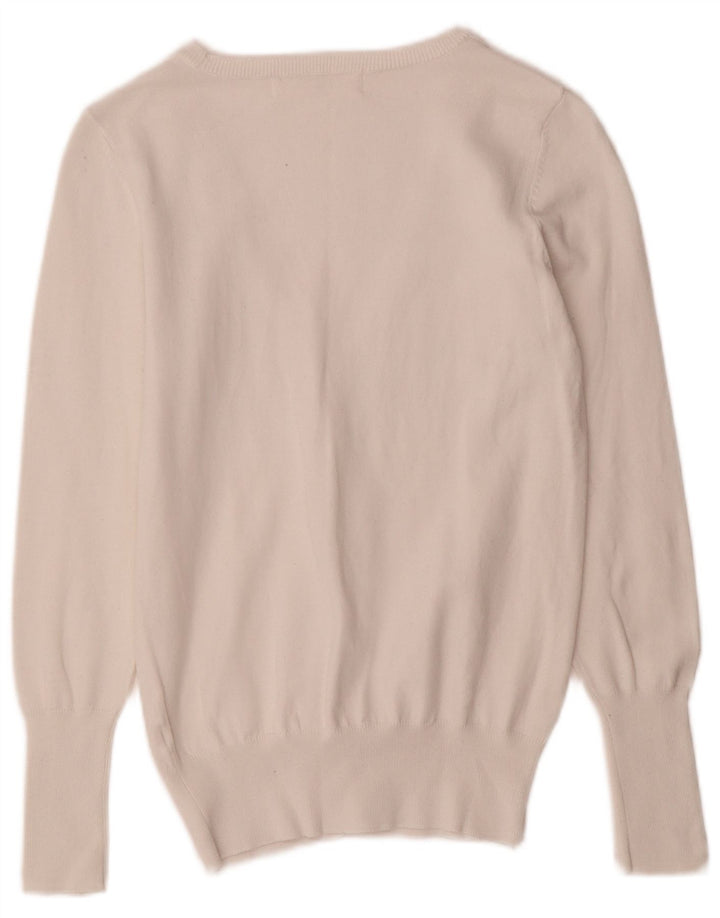 Zara Mujer Cárdigan Suéter UK 12 Mediano Blanco