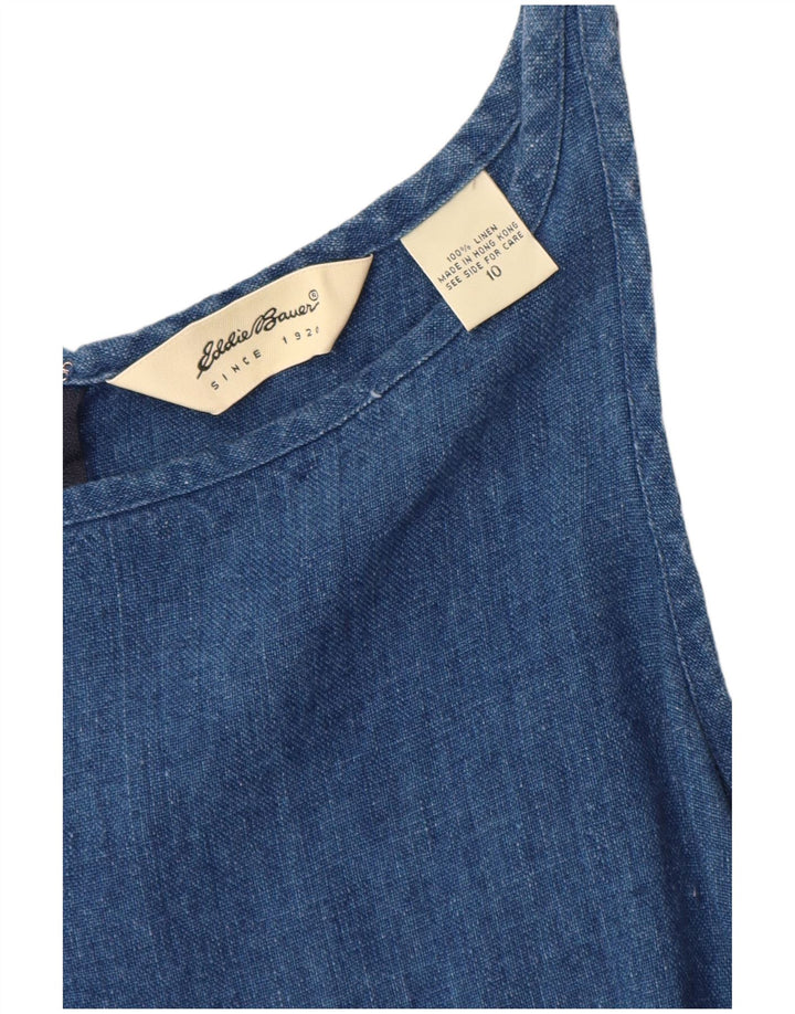 EDDIE BAUER Vestido sin mangas para mujer US 10 grande lino azul