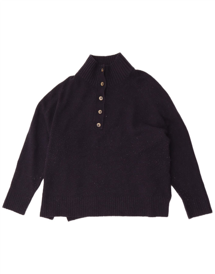 Zara - Jersey extragrande con cuello y botones para mujer, talla 40, talla grande, color azul marino