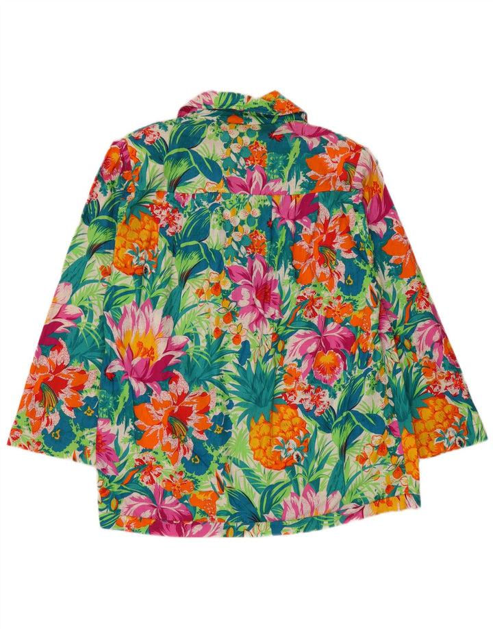 Vintage mujer 2 botones Blazer chaqueta Reino Unido 16 grande multicolor floral