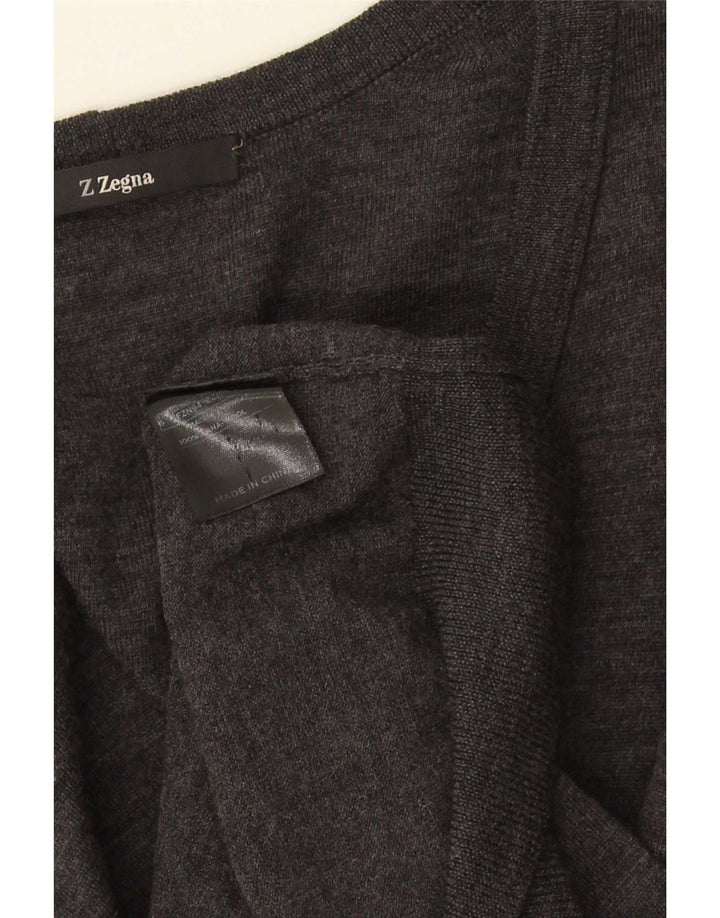 Z ZEGNA Suéter tipo cárdigan para mujer US 6 Lana gris medio