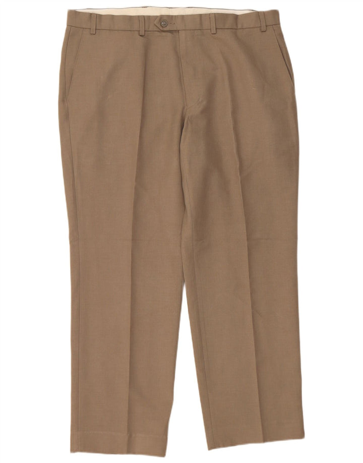 MARKS & SPENCER Pantalón de traje recto para hombre W38 L29 Poliéster beige