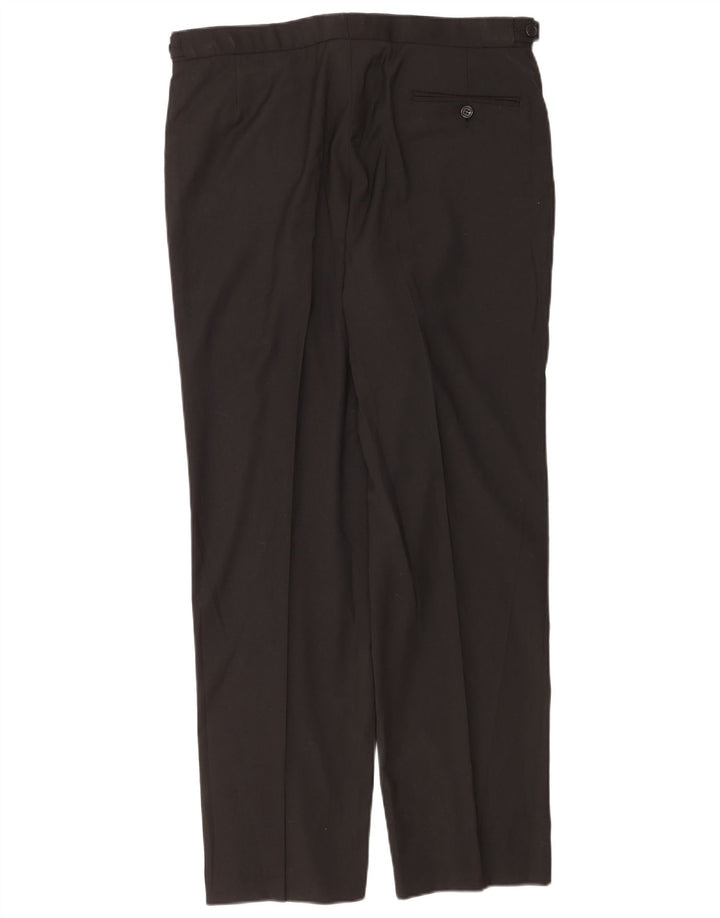Marks & Spencer Pantalón de traje con pinzas para hombre W36 L31 Poliéster negro