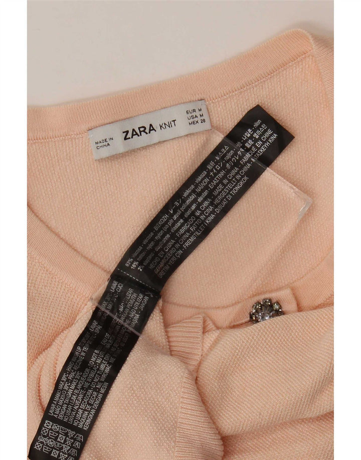 Zara Mujer Cárdigan Suéter UK 12 Viscosa Rosa Mediana