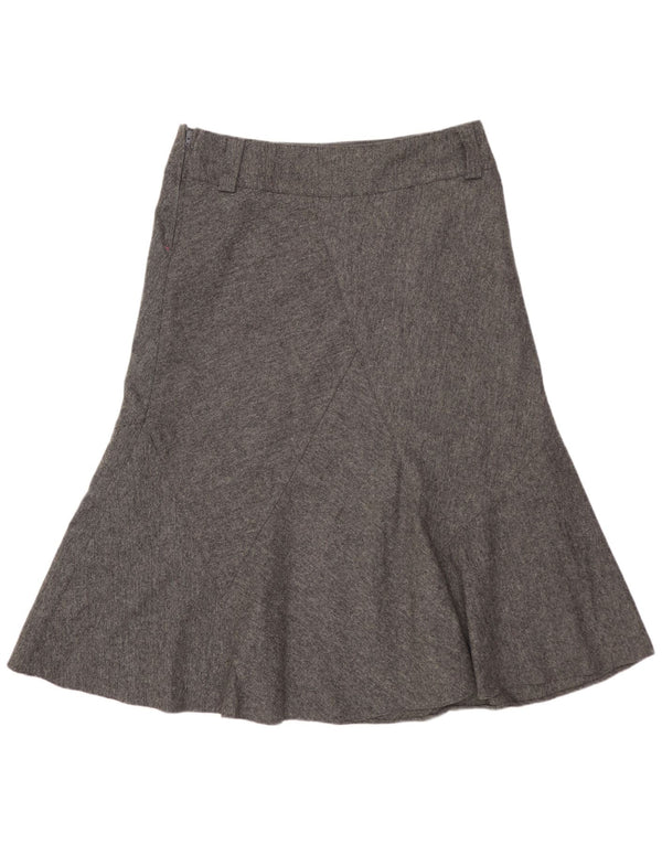 Marks & Spencer Falda acampanada para mujer UK 12 Medium W32 Lana virgen moteada gris