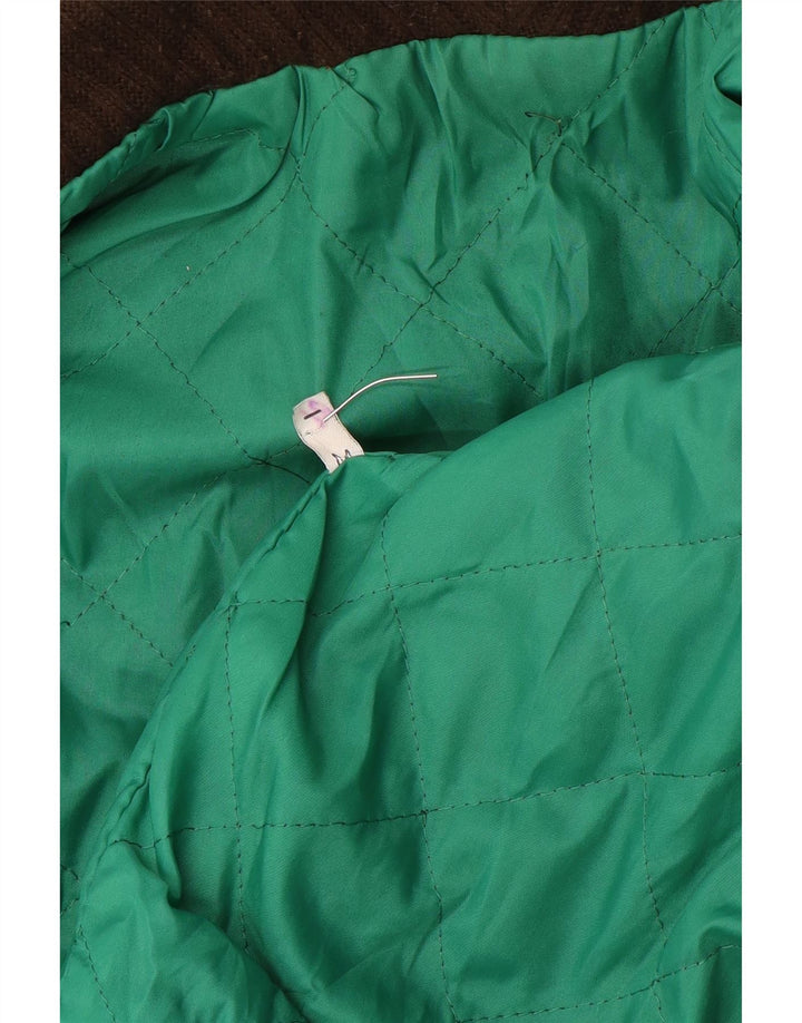 Vintage mujer bomber ante cortavientos chaqueta Reino Unido 14 marrón medio geométrico
