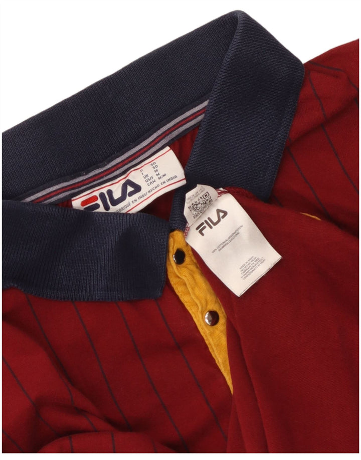 Polo Fila Hombre De Algodón A Rayas Granate Medio