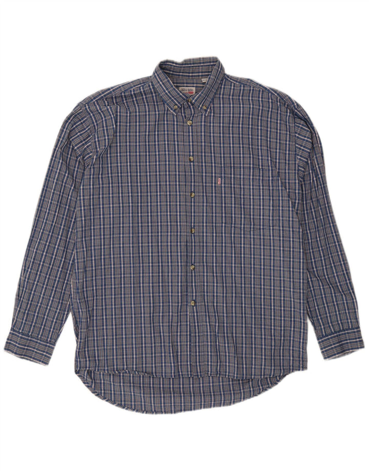 Camisa Levi's para hombre de algodón a cuadros azules grandes