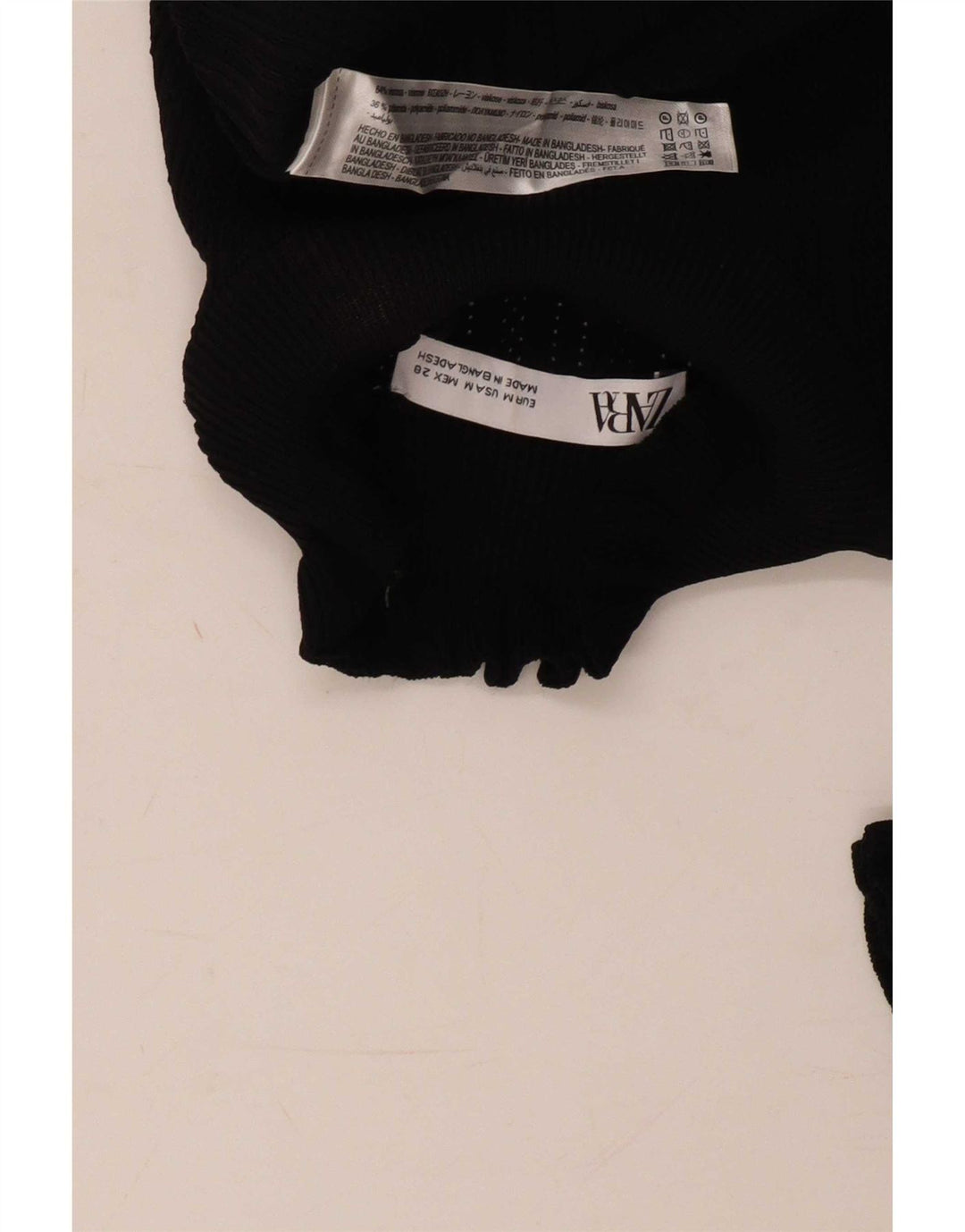 Zara Mujer Top Manga Larga UK 42 Medium Viscosa Negra