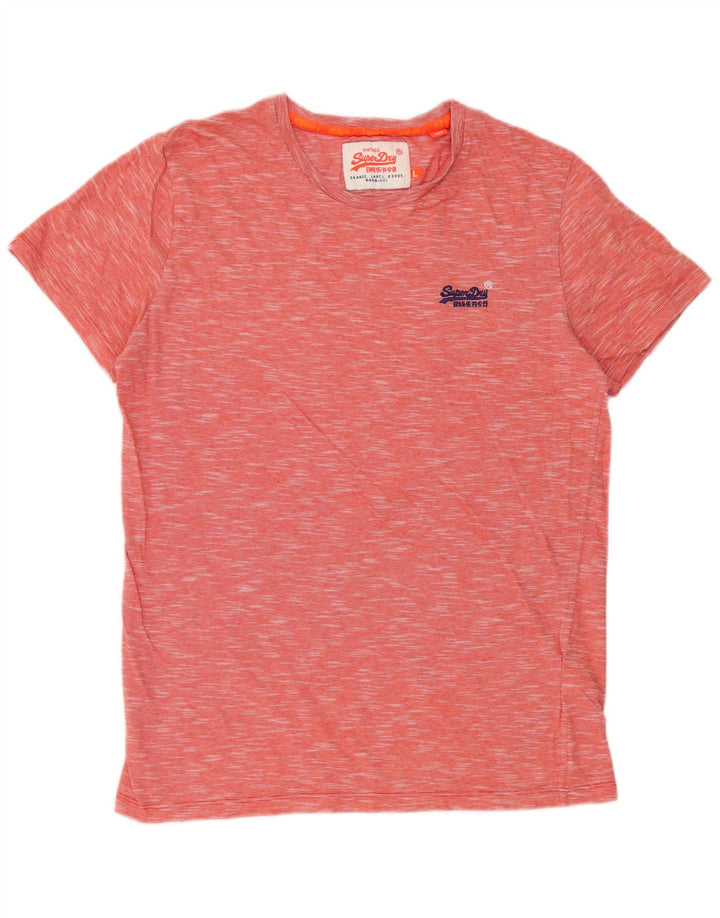 SUPERDRY Camiseta para hombre Top Large de algodón moteado rojo