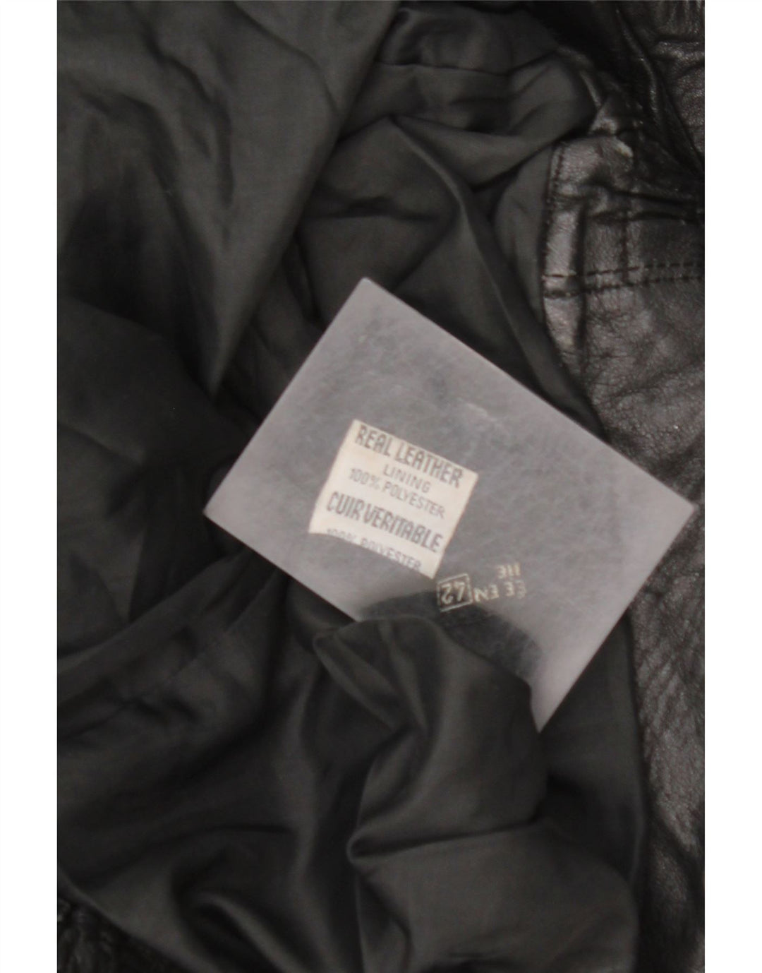 VINTAGE Chaqueta de cuero de gran tamaño para mujer EU 42 Cuero negro grande