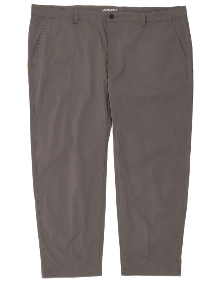 Pantalones chinos rectos de golf para hombre Calvin Klein W46 L29 Poliéster gris