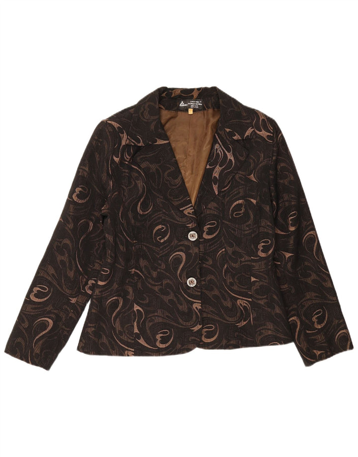 Vintage mujer 2 botones Blazer chaqueta Reino Unido 14 medio negro Paisley