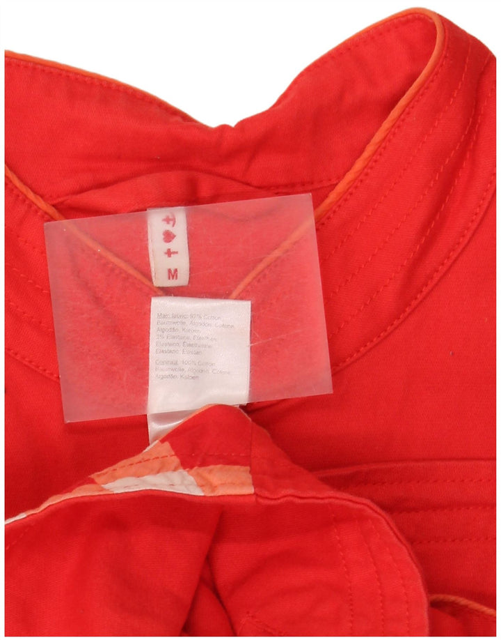 Vintage mujer 6 botón Blazer chaqueta Reino Unido 12 algodón rojo medio