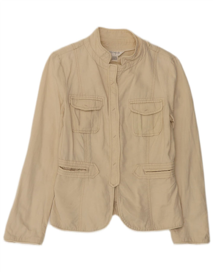Zara Mujer Chaqueta Utilitaria Reino Unido 12 Algodón Beige Medio