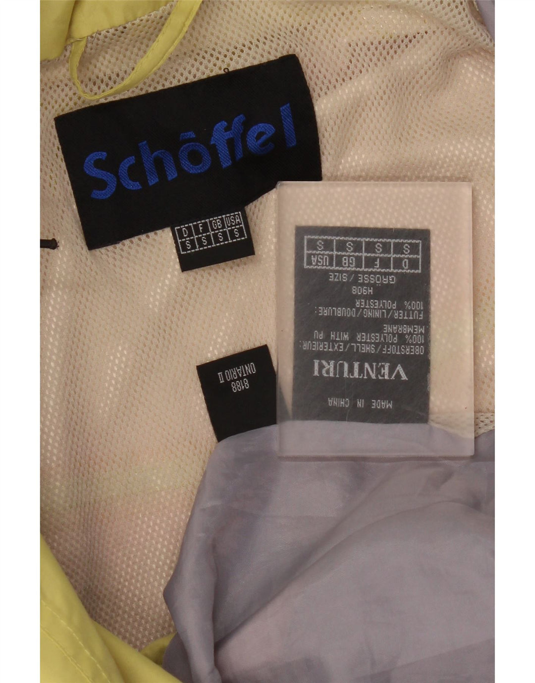Schoffel Chaqueta impermeable holgada con capucha para hombre UK 36 Small Poliéster amarillo