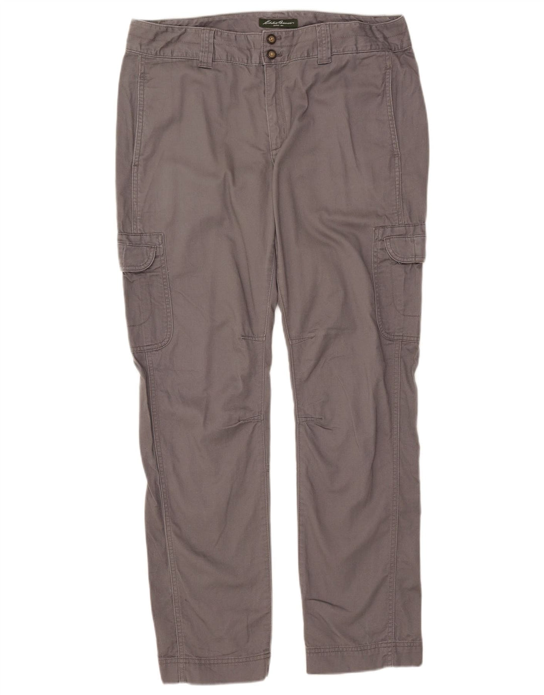 EDDIE BAUER Pantalones cargo rectos para mujer US 12 Large W35 L30 Algodón gris