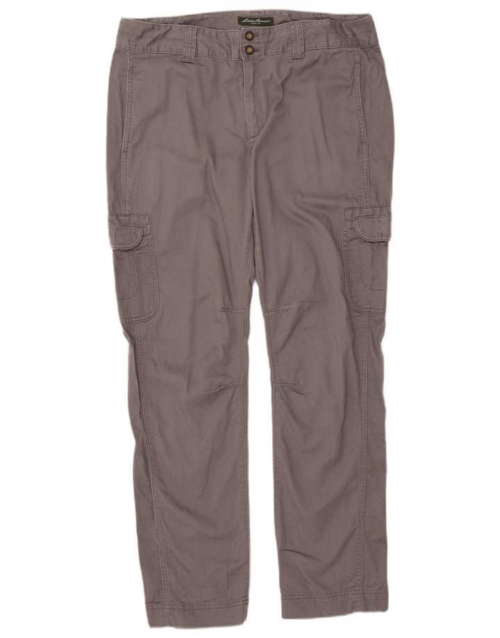 EDDIE BAUER Pantalones cargo rectos para mujer US 12 Large W35 L30 Algodón gris