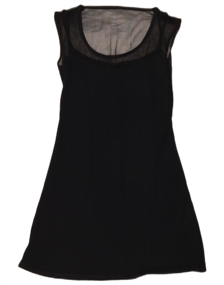 AMULETI Vestido acampanado sin mangas para mujer UK 40 Small Viscosa negra