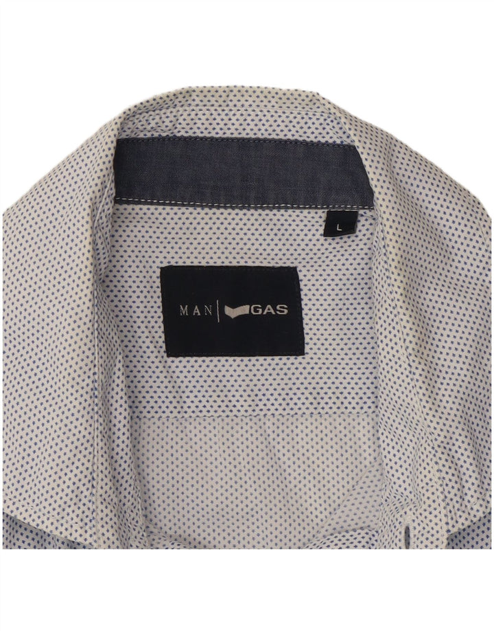 Camisa Gas Hombre Grande Algodón Moteado Azul