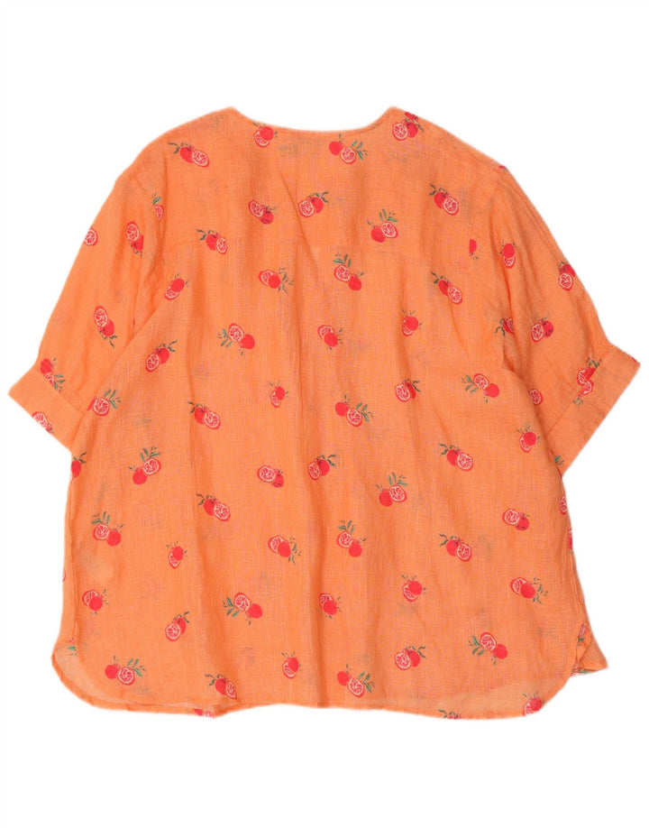 MONSOON Blusa gráfica extragrande para mujer UK 46 L Lino naranja