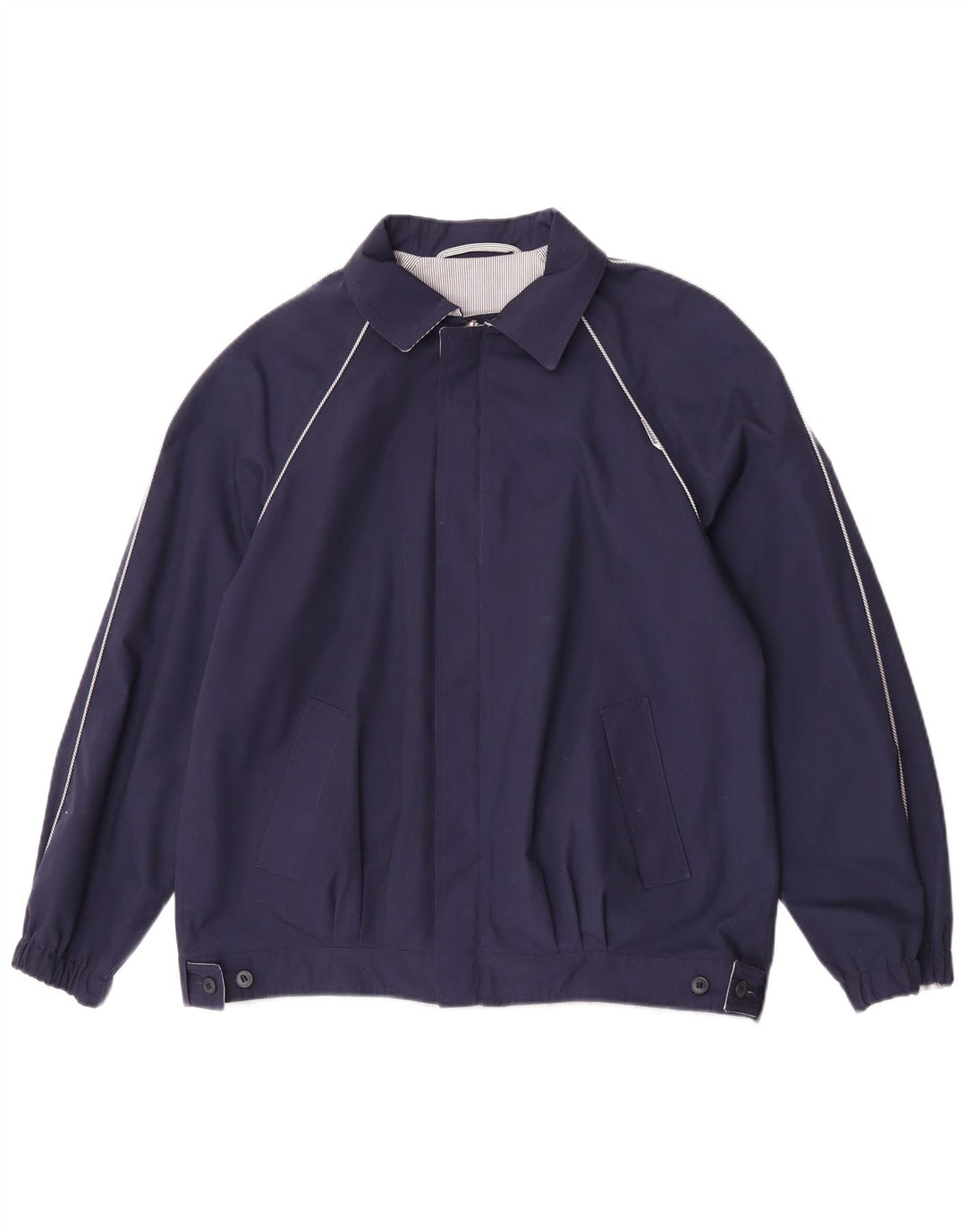 Vintage mujer reversible bomber chaqueta EU 38 medio azul marino poliéster