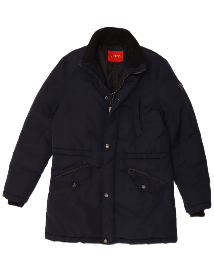 Guess Abrigo acolchado para hombre UK 40 Large Poliéster azul marino