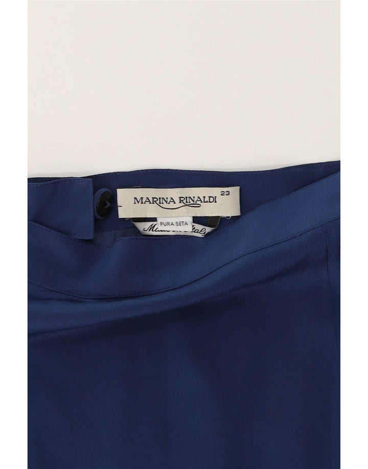 MARINA RINALDI Womens Pencil Skirt Size 23 Medium W34 Blue Silk Vintage Marina Rinaldi and Second-Hand Marina Rinaldi from Messina Hembry 