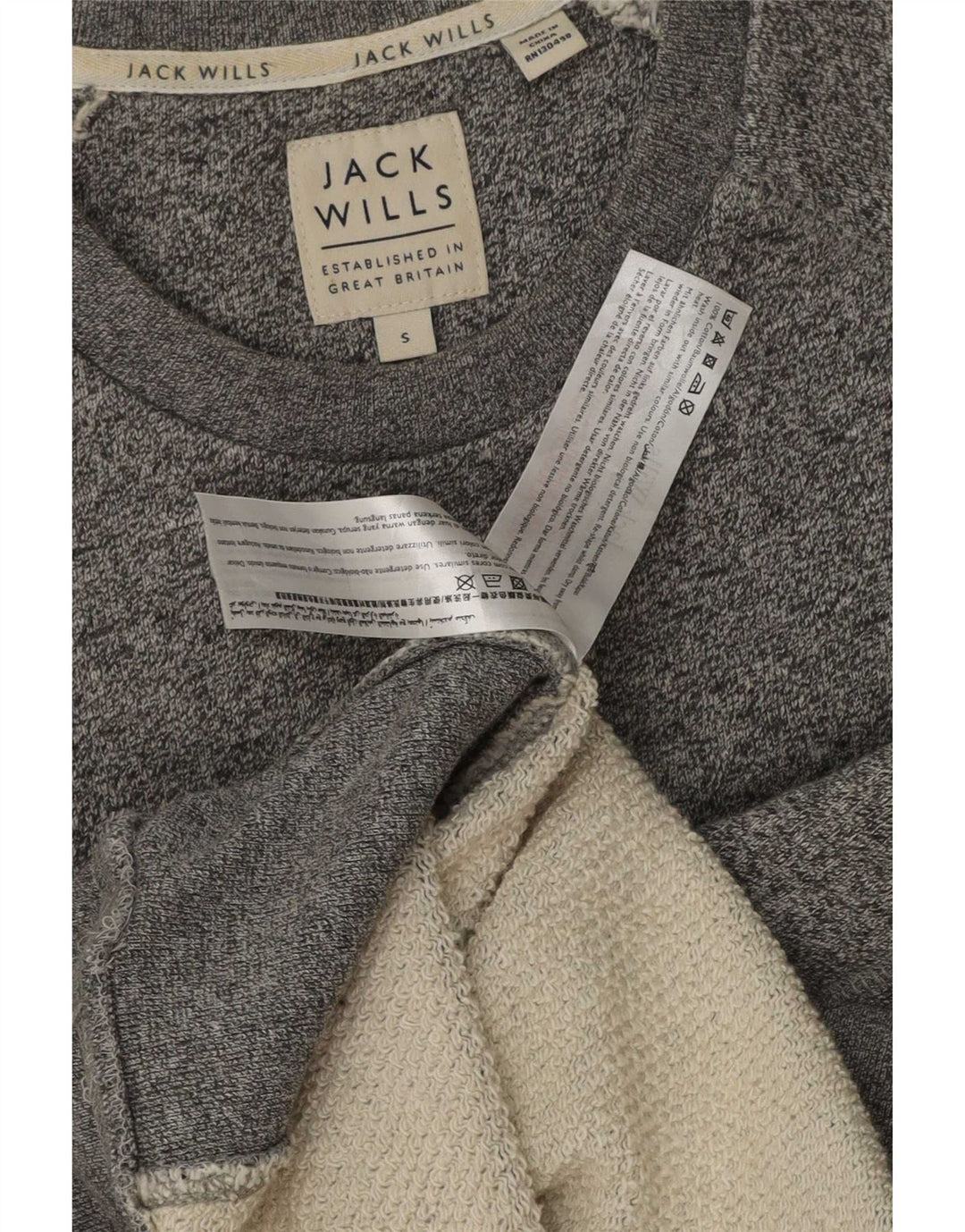 Jack Wills Hombre Sudadera Estampada Jersey Jersey Pequeño De Algodón Moteado Gris