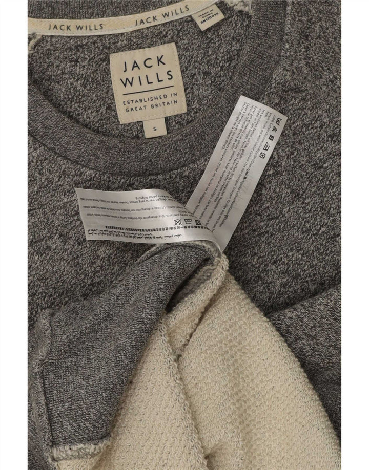 Jack Wills Hombre Sudadera Estampada Jersey Jersey Pequeño De Algodón Moteado Gris