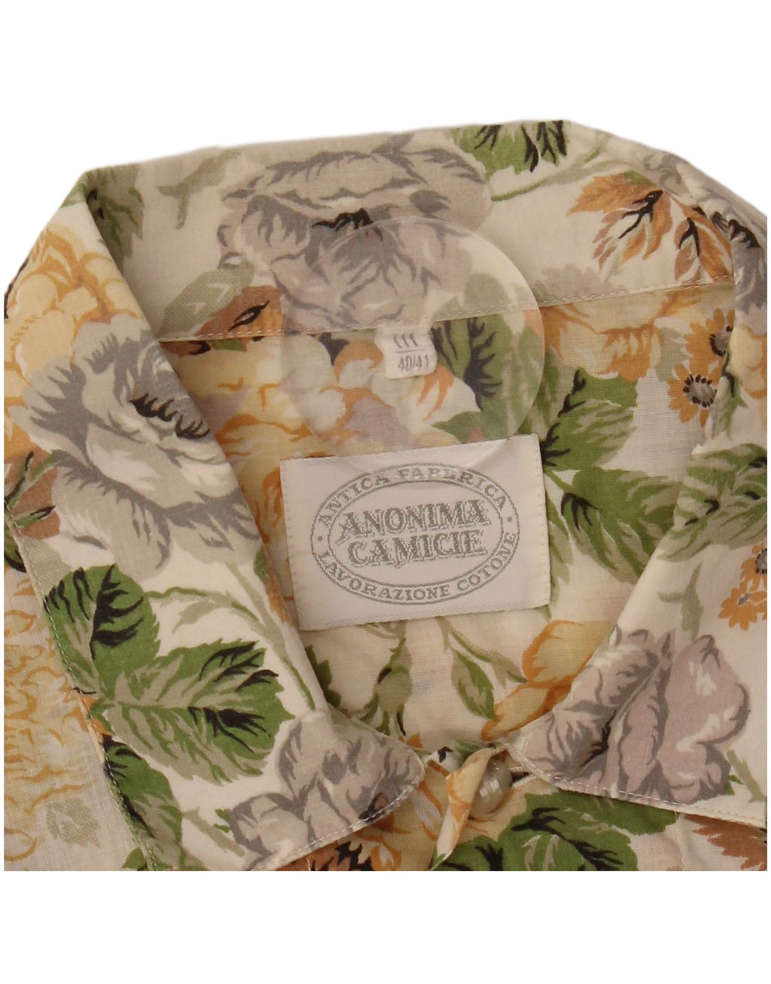 Anonima Camicie Camisa de manga corta para hombre talla 40/41 medio beige floral