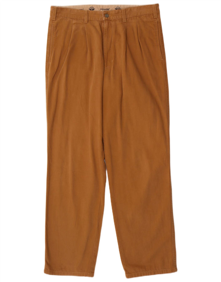 Dockers Pantalón chino con pinzas para hombre W36 L32 Beige