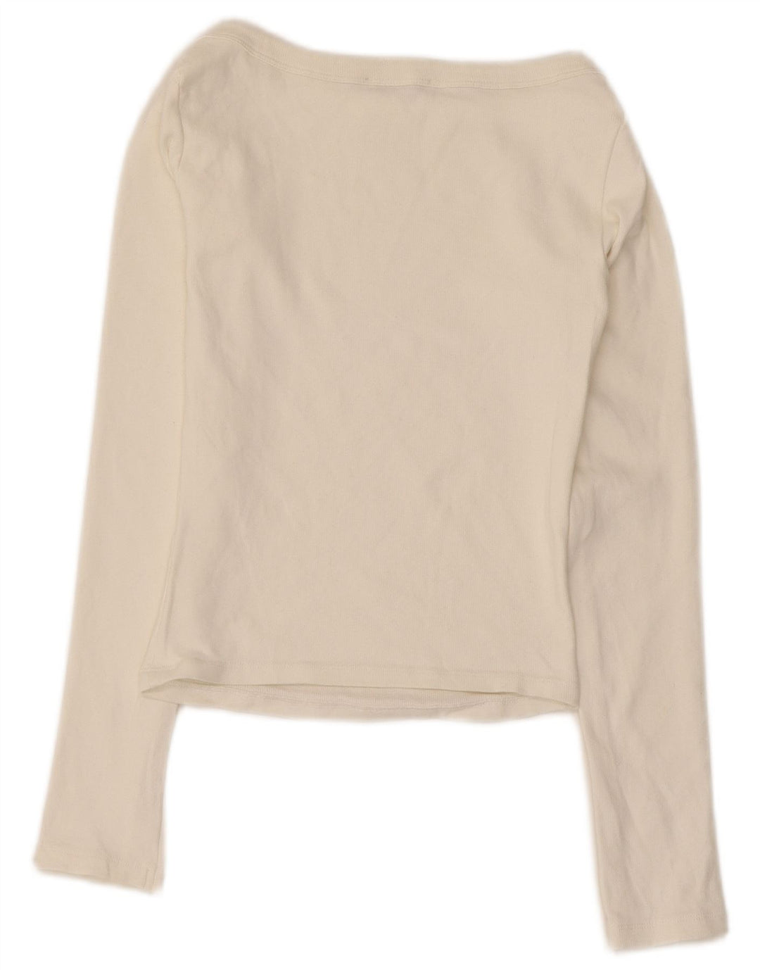 Zara Mujer Crop Top Manga Larga UK 12 Medium Off White