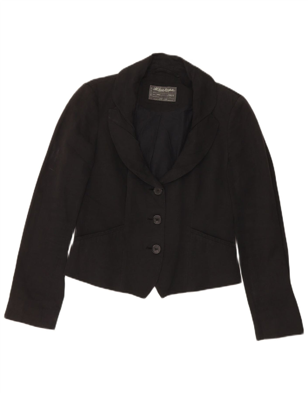 All Saints Chaqueta tipo blazer corta con 3 botones para mujer UK 40 Mediana Algodón negro