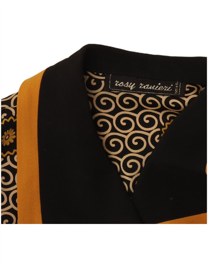 Vintage mujer crop 3 botón Blazer chaqueta Reino Unido 8 pequeño negro floral