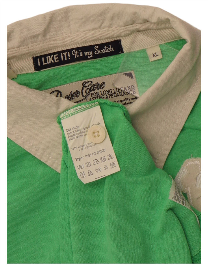 SCOTCH & SODA Polo de rugby gráfico para hombre XL Algodón verde