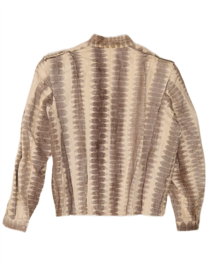 Lee Sands Chaqueta de cuero para hombre UK 40 Large Beige Animal Print