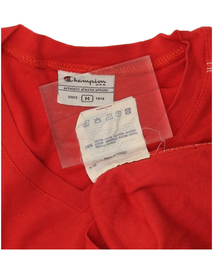 CHAMPION Camiseta corta para mujer UK 12 Medium Red Cotton