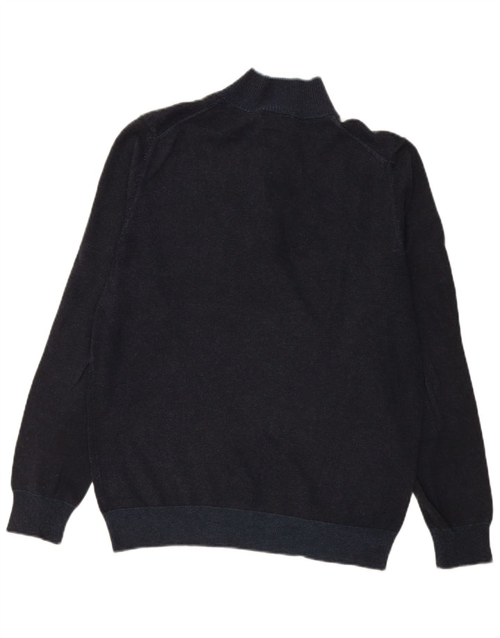 Massimo Dutti Jersey De Cuello Con Botones Para Hombre Large Azul Marino Algodón