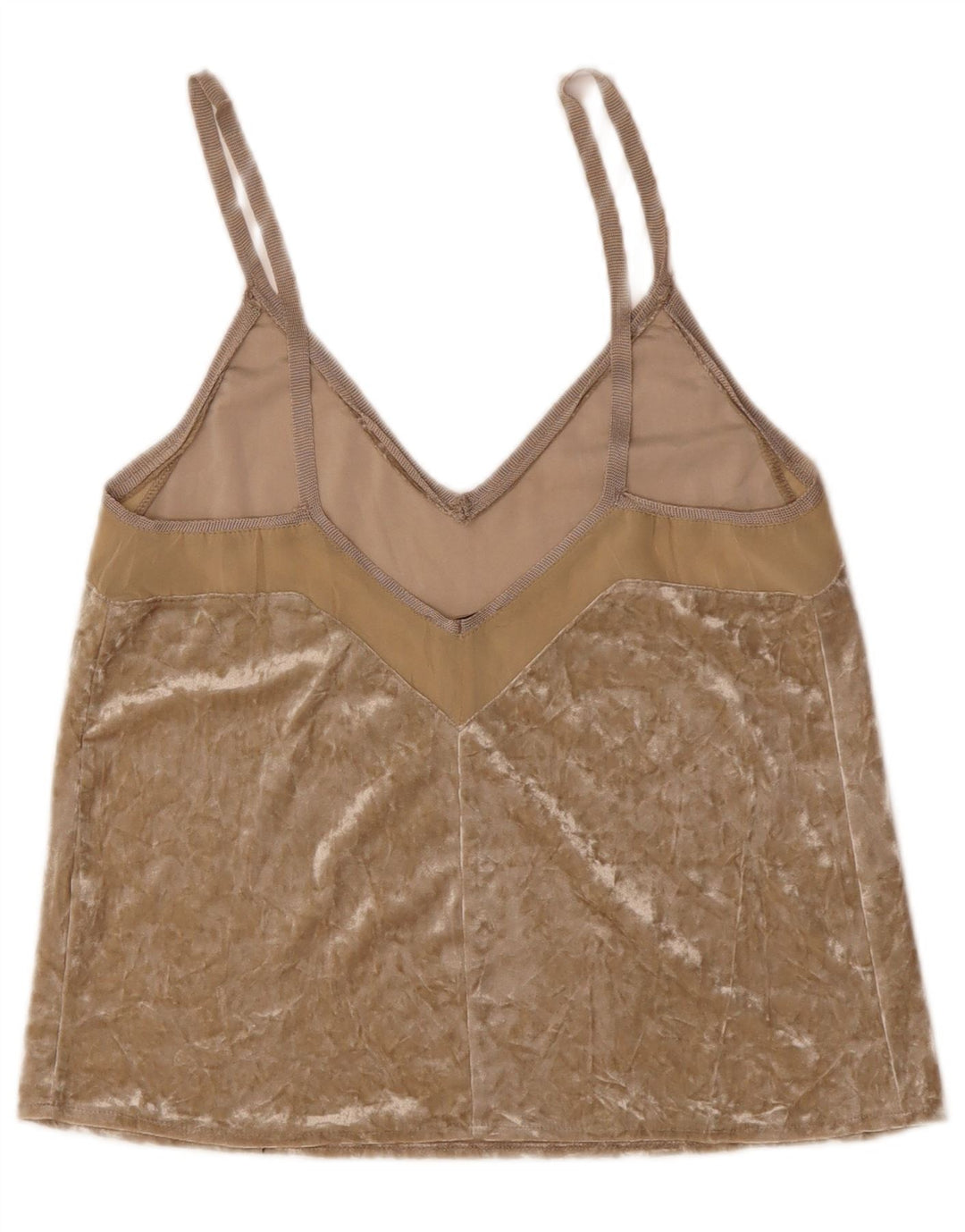 ZARA Womens Velvet Cami Top UK 10 Small Beige