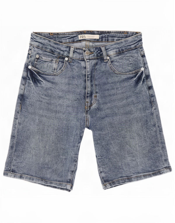 Zara Pantalones cortos de mezclilla para hombre EU 38 Small W30 Azul